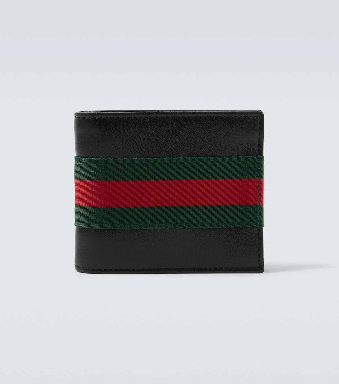 Gucci - محفظة جلدية ثنائية الطي بشعار ويب