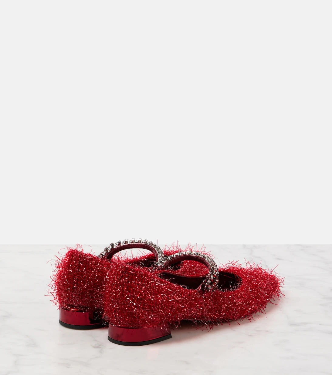 Jimmy Choo - حذاء ماري جين مسطّح بينغ مزين بالتّنسل