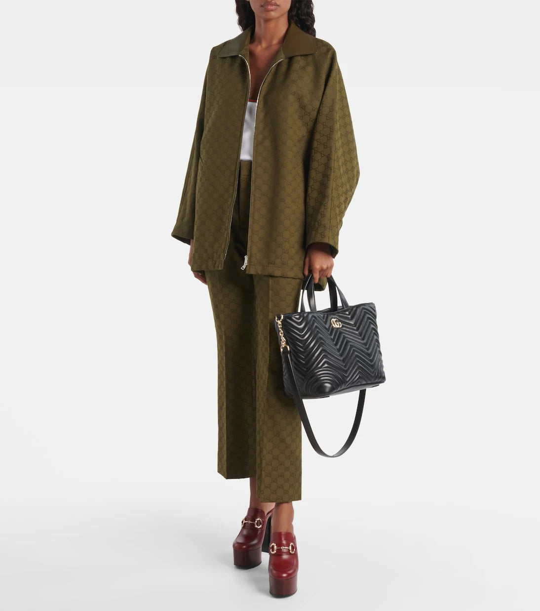 Gucci - حقيبة توتس جلدية صغيرة GG Marmont