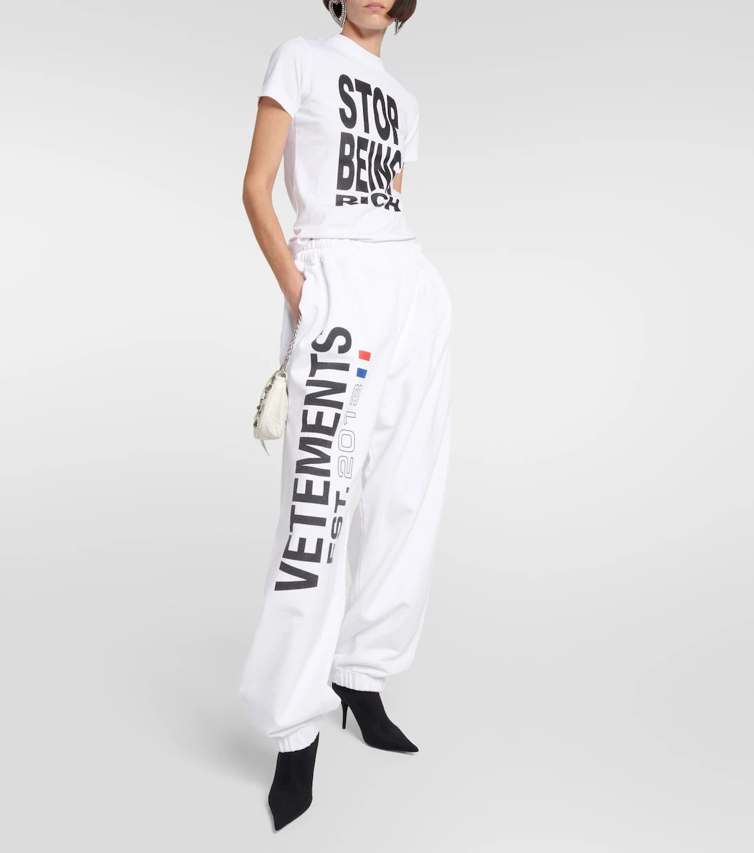 Vetements - بنطال رياضي من مزيج القطن بشعار العلامة