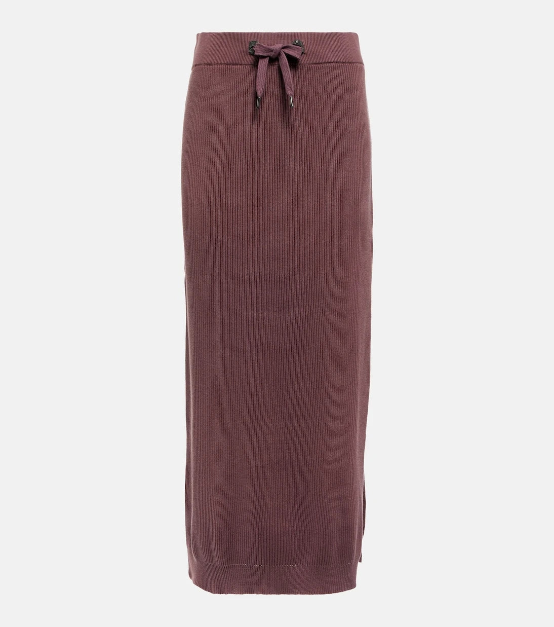 Brunello Cucinelli - Ribbed-knit cotton midi skirt