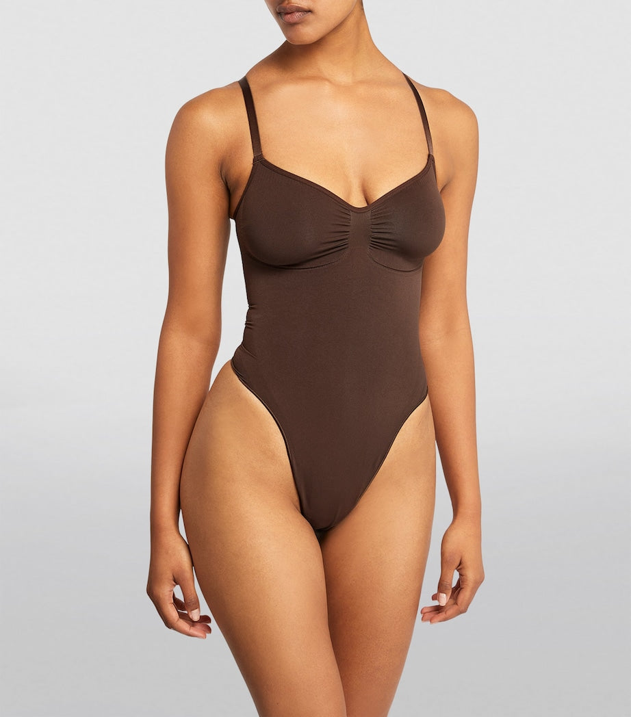 Skims Brown Seamless Sculpt Thong Bodysuit