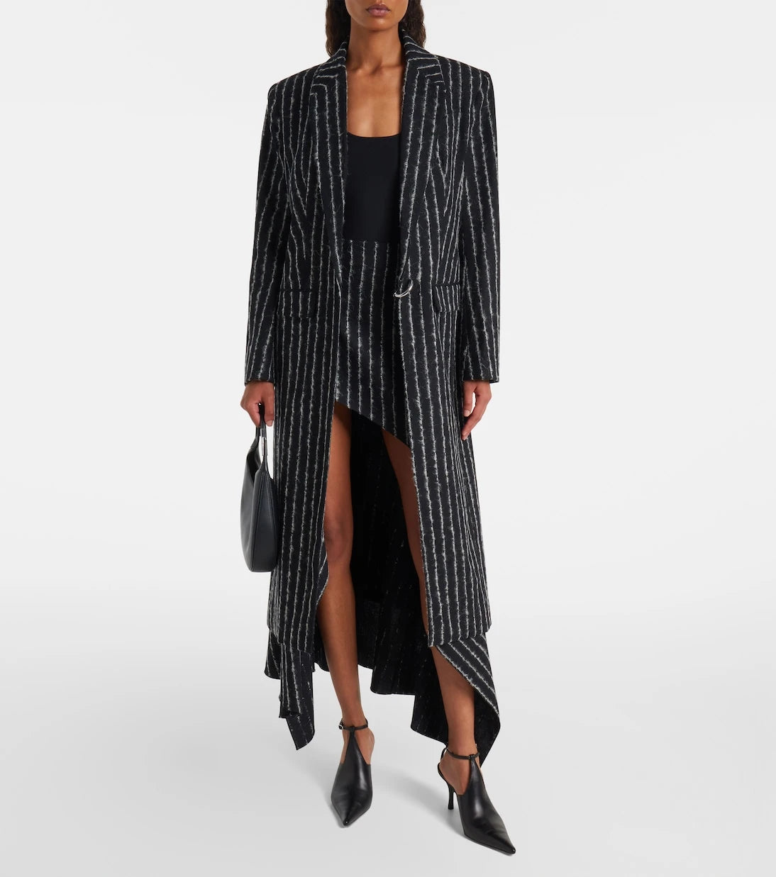 Mugler - Striped asymmetric maxi skirt