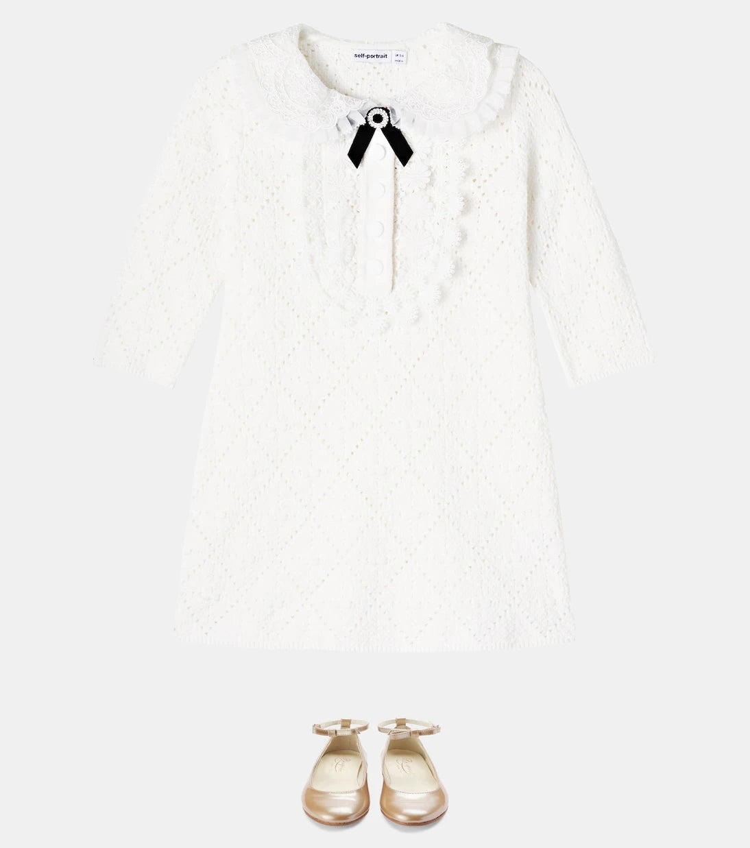 Self-Portrait Kids - Lacee-trimmed pointelle dress