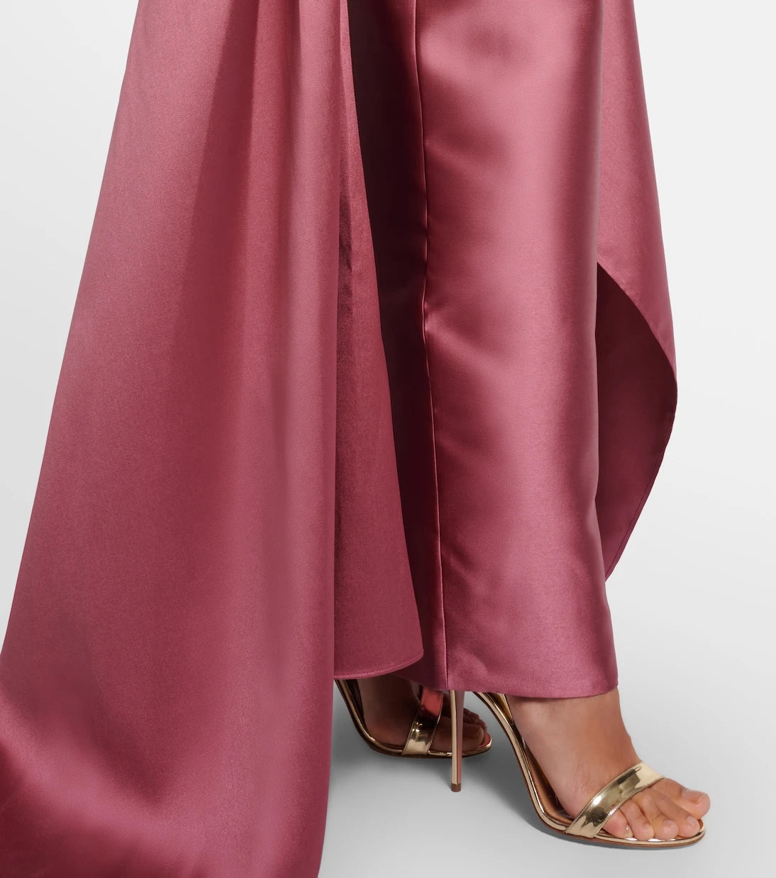 Solace London - Draped strapless satin gown