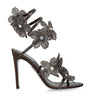 René Caovilla Brown Satin Floral Cleo Sandals 105