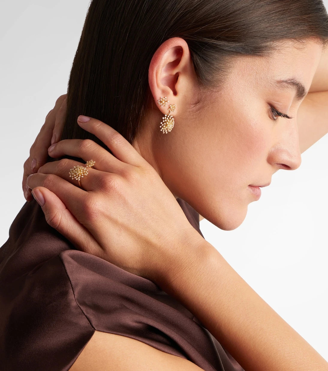 Sydney Evan - Burst 14kt gold drop earrings with diamonds