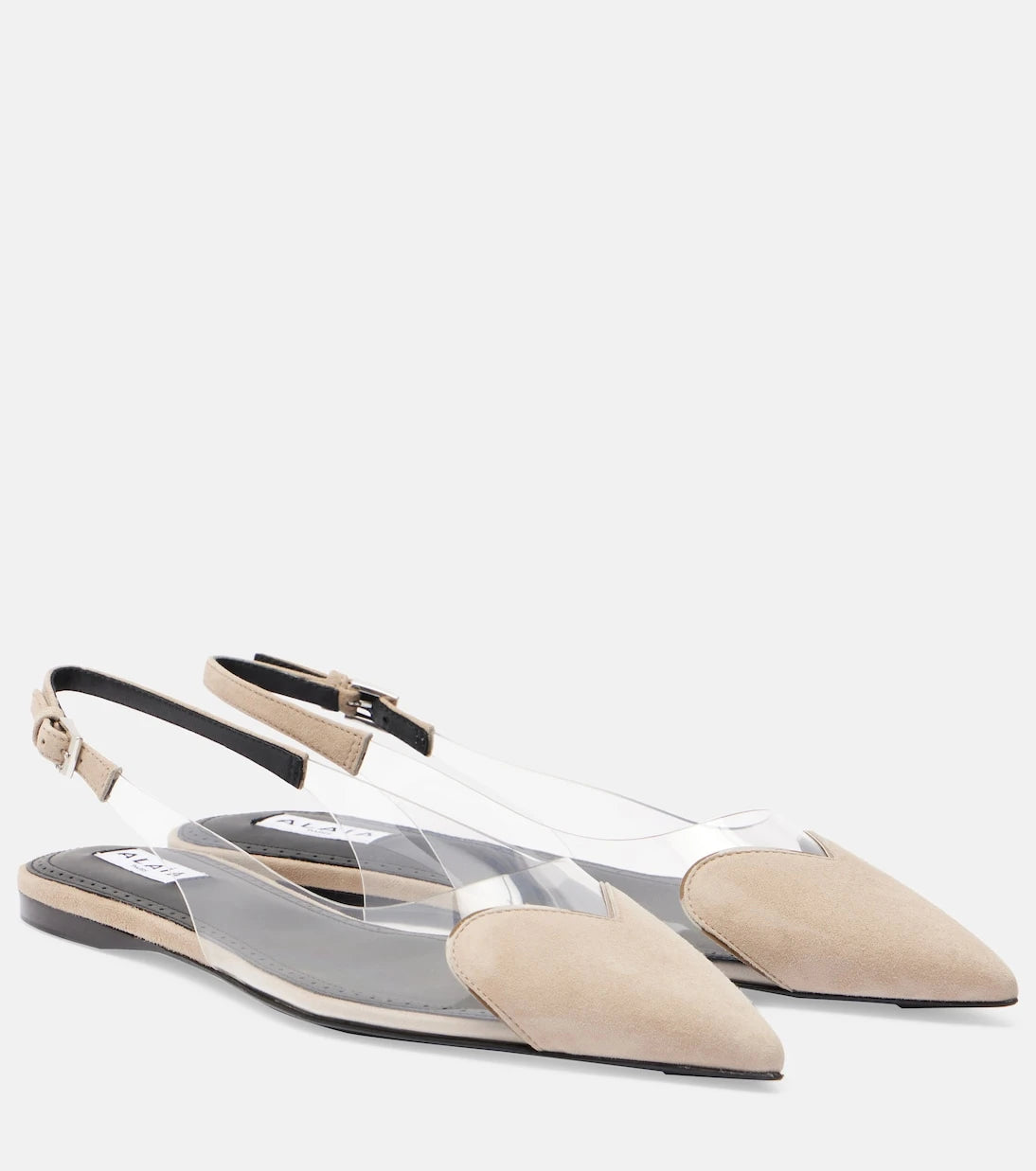 Alaïa - Cœur suede and PVC slingback ballet flats