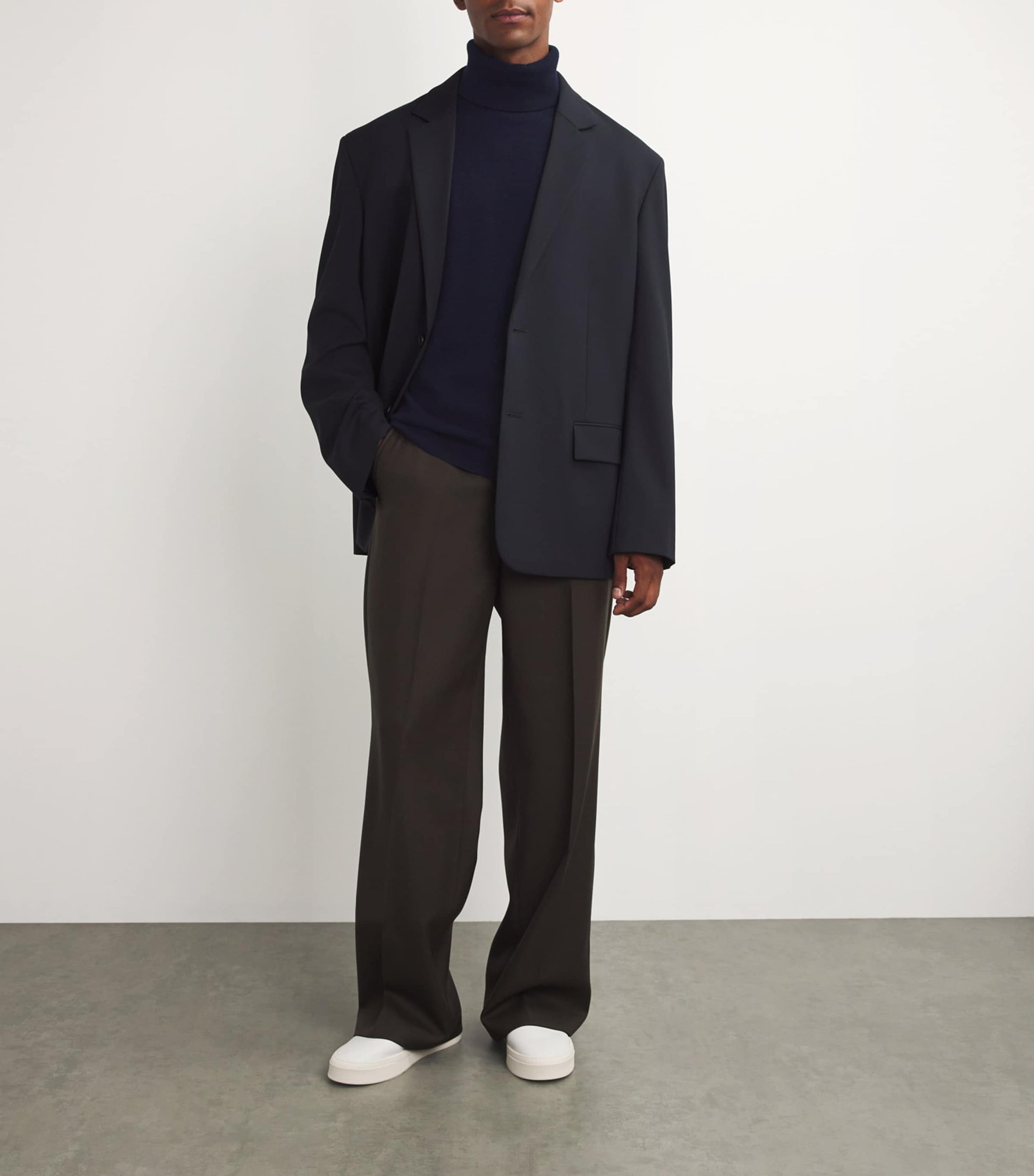 Navy Cashmere Rollneck Sweater