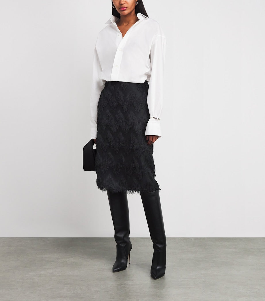 CAMILLA AND MARC Black Fringed Phoenix Midi Skirt