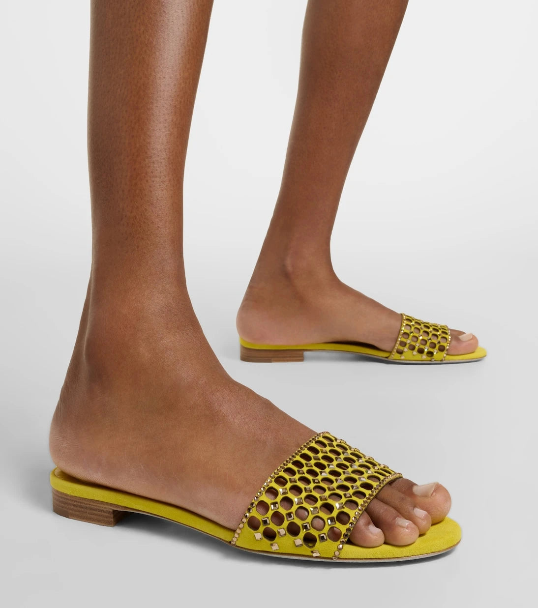 Rene Caovilla - Crystal-embellished suede slides