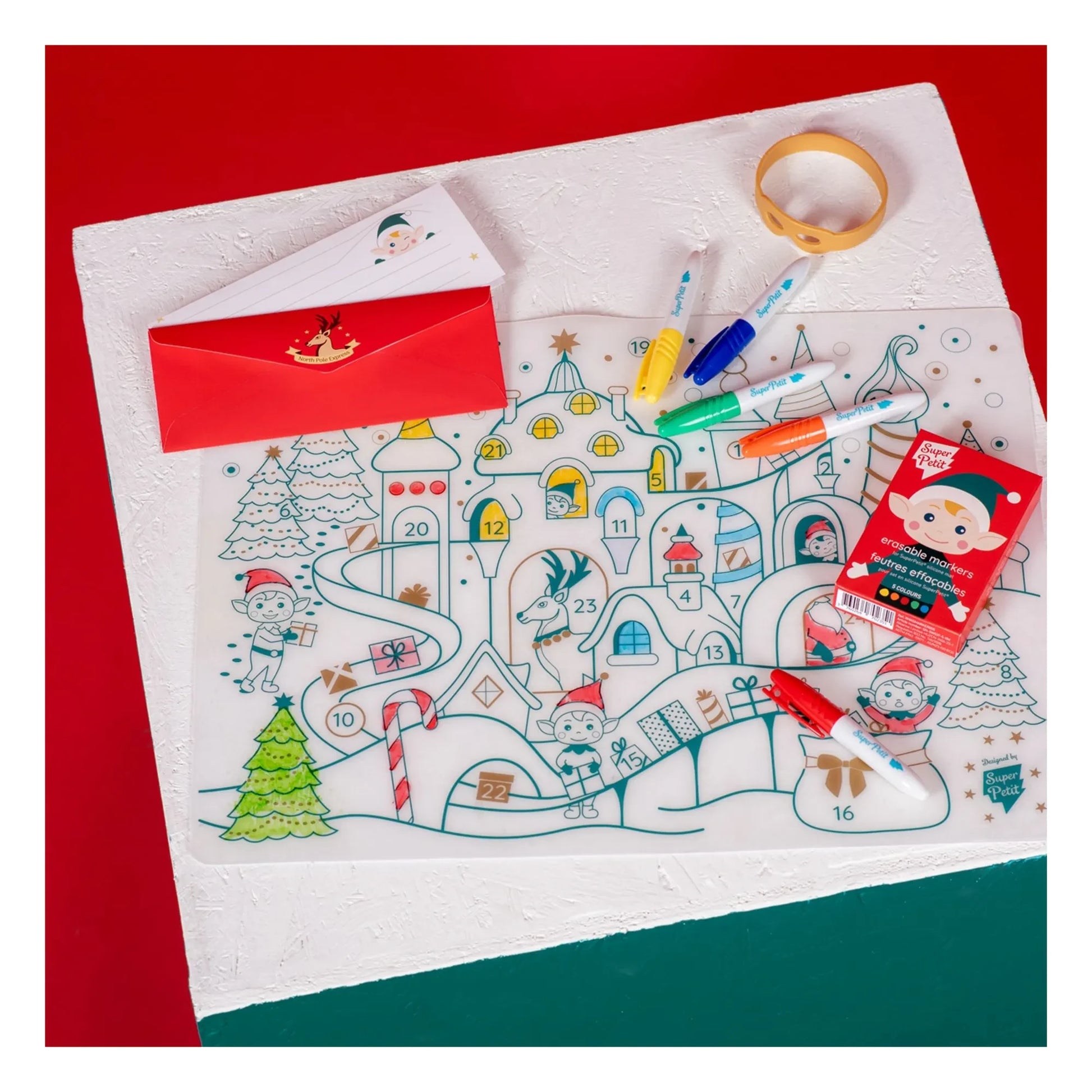 Superpetit - Christmas Village coloring set with 5 markers