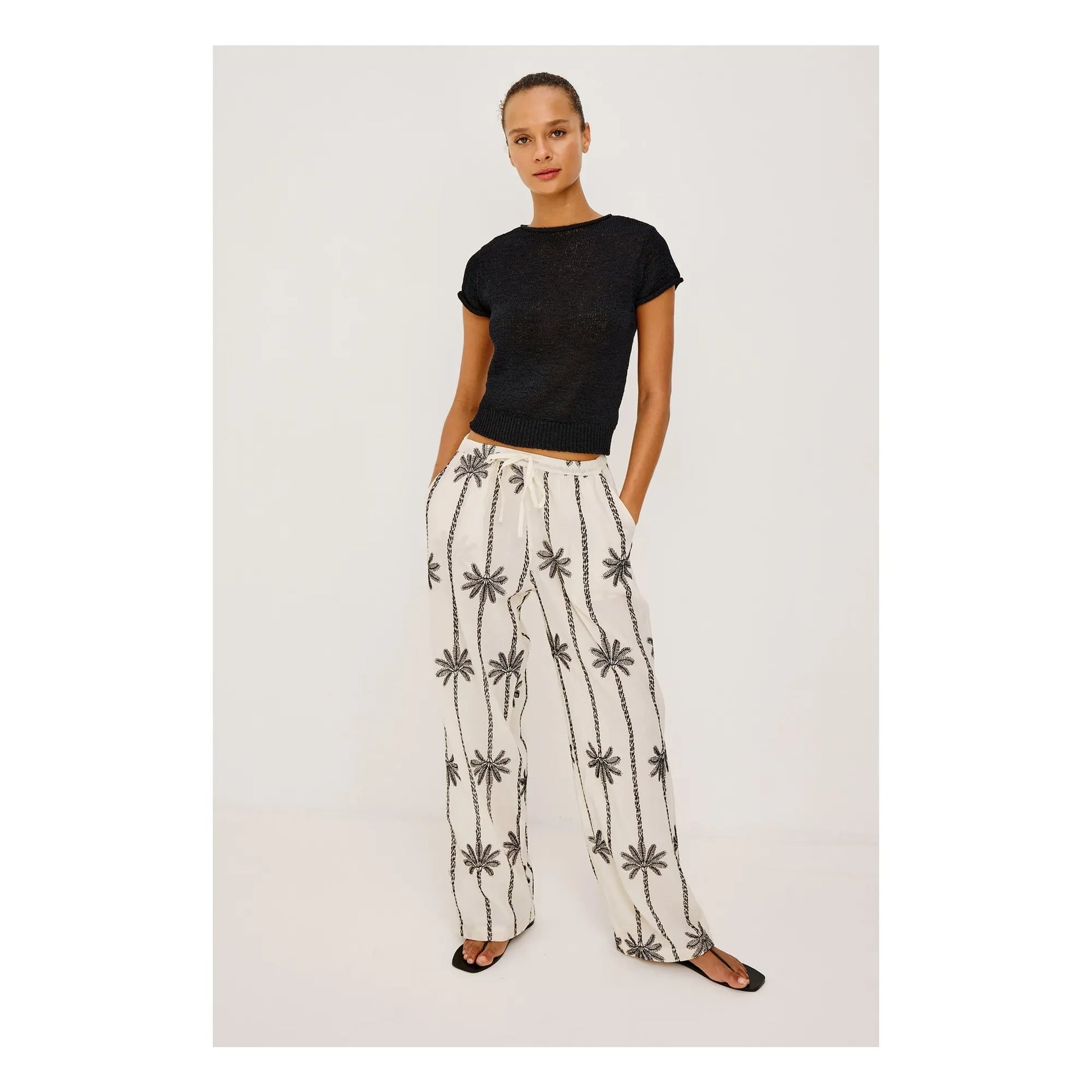 Rails - Emmie Linen Embroidery Pants | White