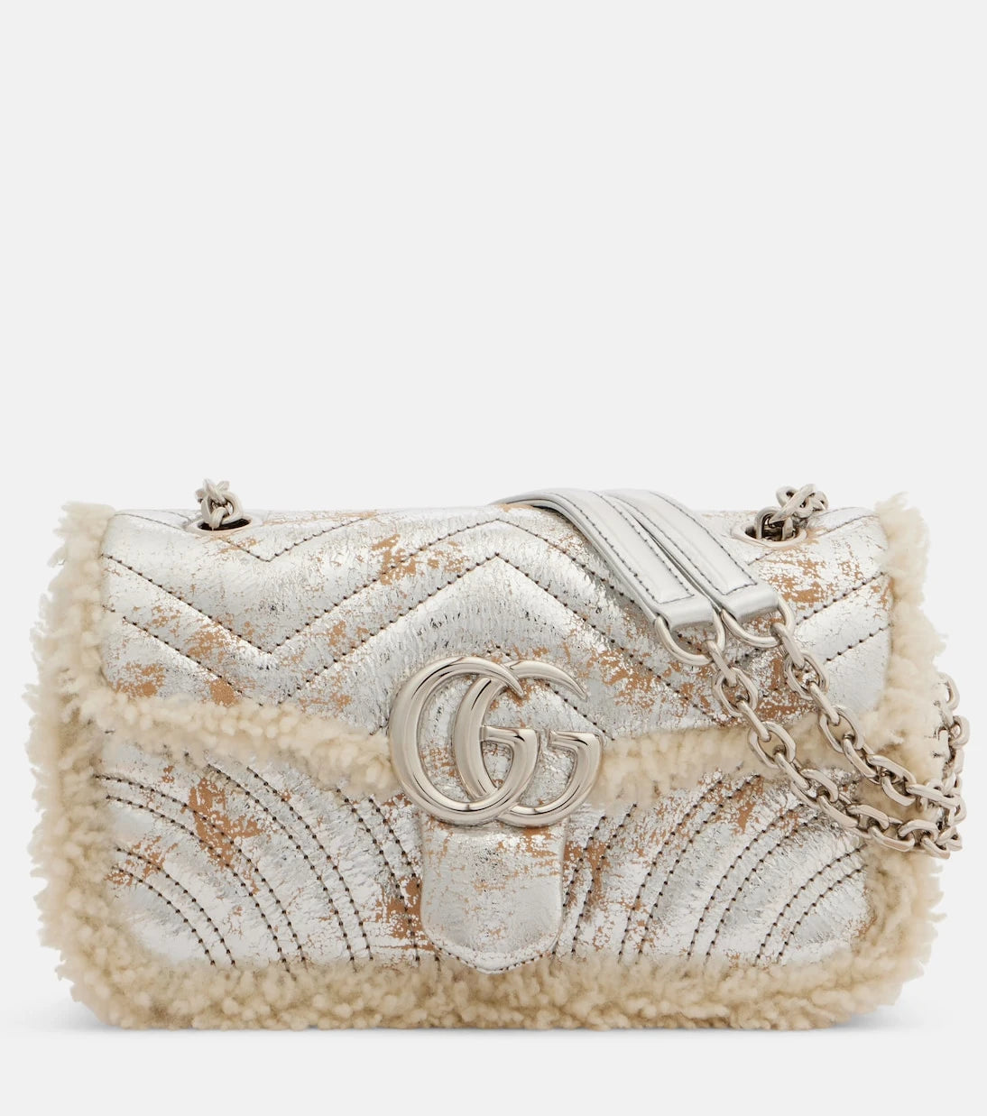 Gucci - GG Marmont Medium metallic leather shoulder bag