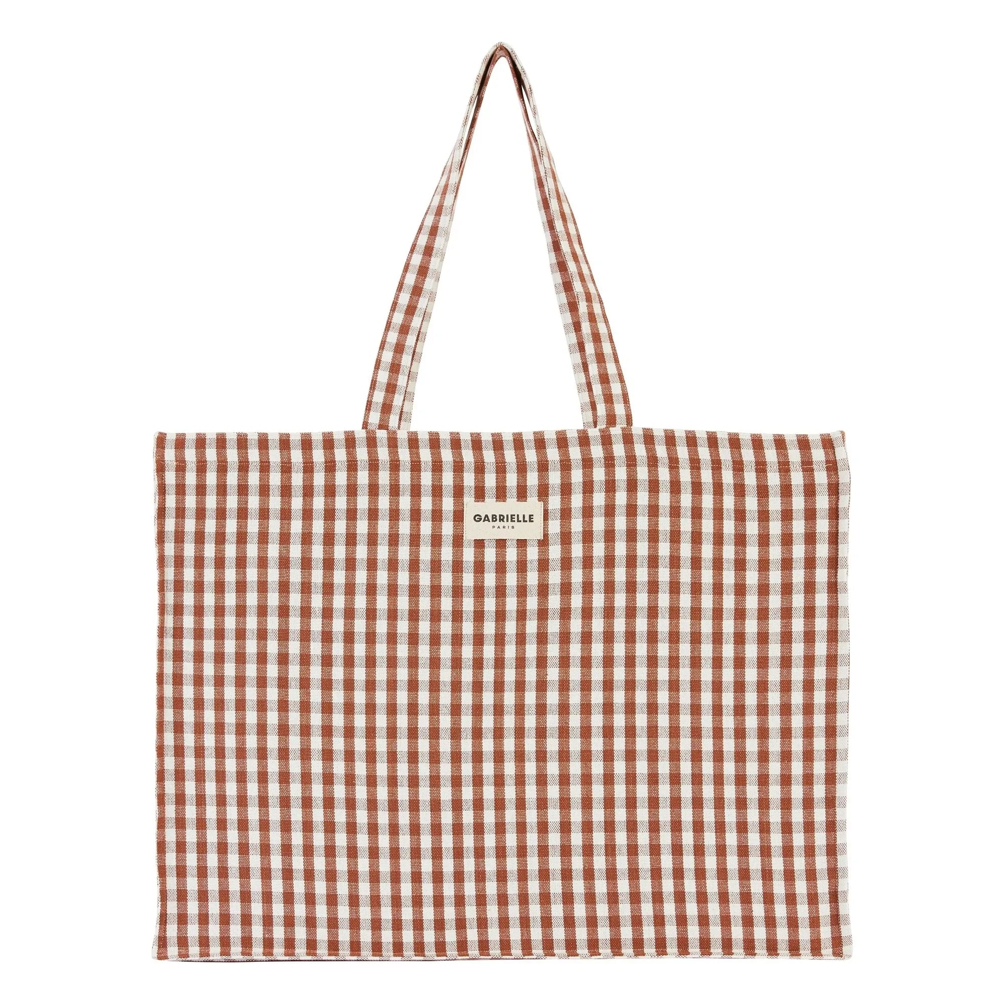 Gabrielle Paris - Moka gingham weekend bag  | Mocha