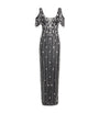 Pamella Roland Black Crystal-Embellished Gown