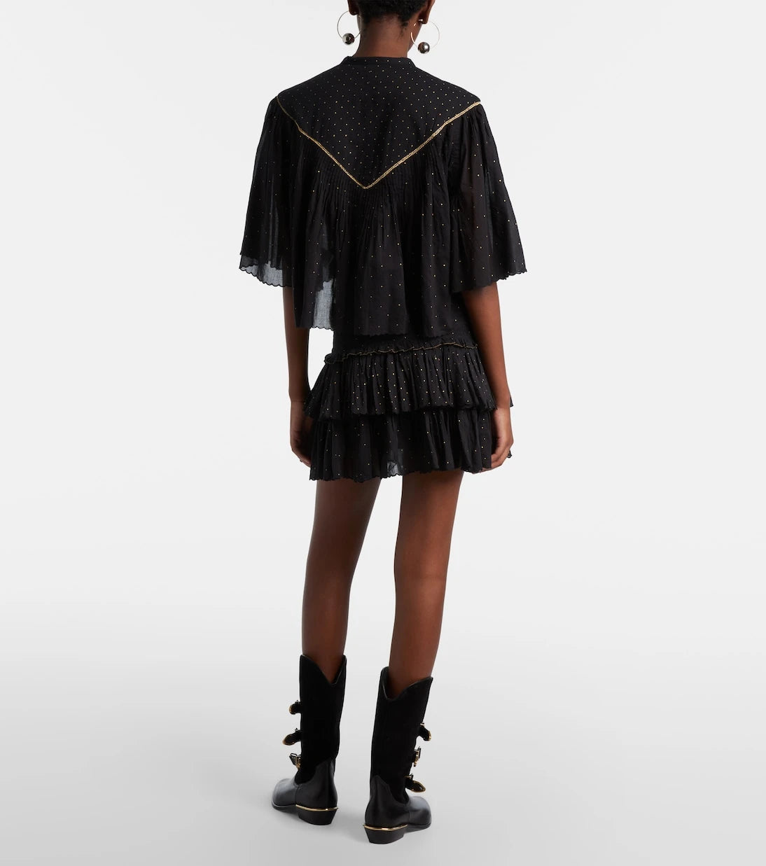 Marant Etoile - Polka-dot embroidered cotton miniskirt