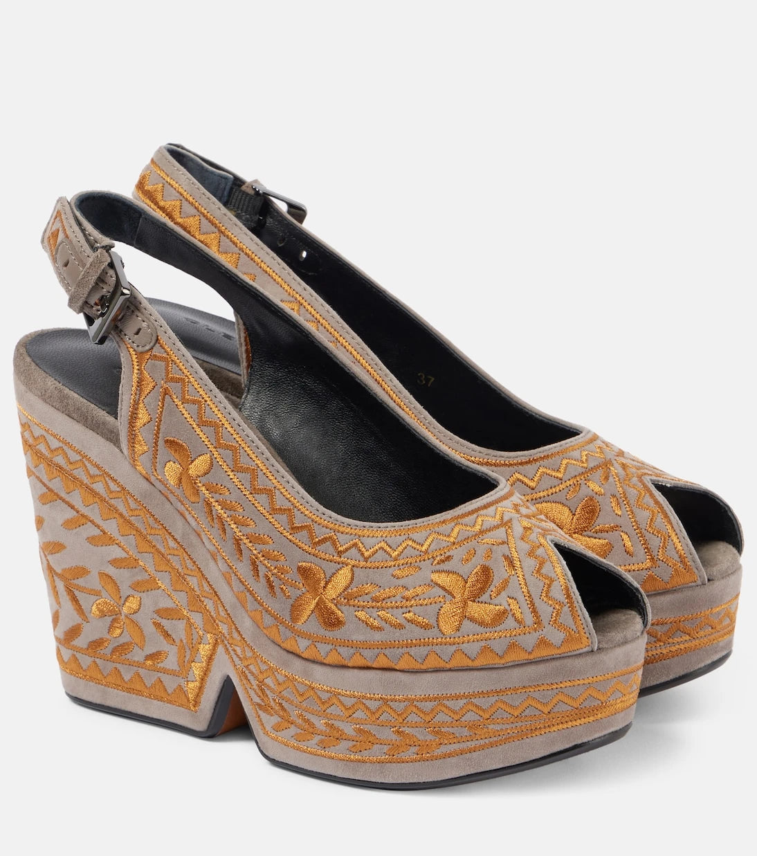 Clergerie - Dylya 110 embroidered suede wedge sandals