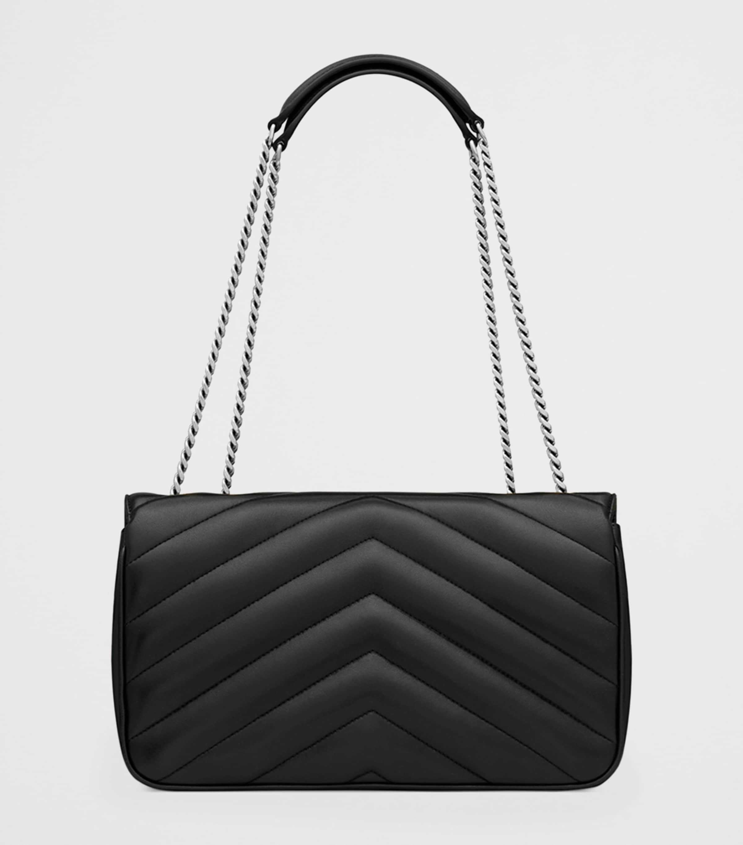Saint Laurent Black Mini Matelassé Lambskin Loulou Shoulder Bag