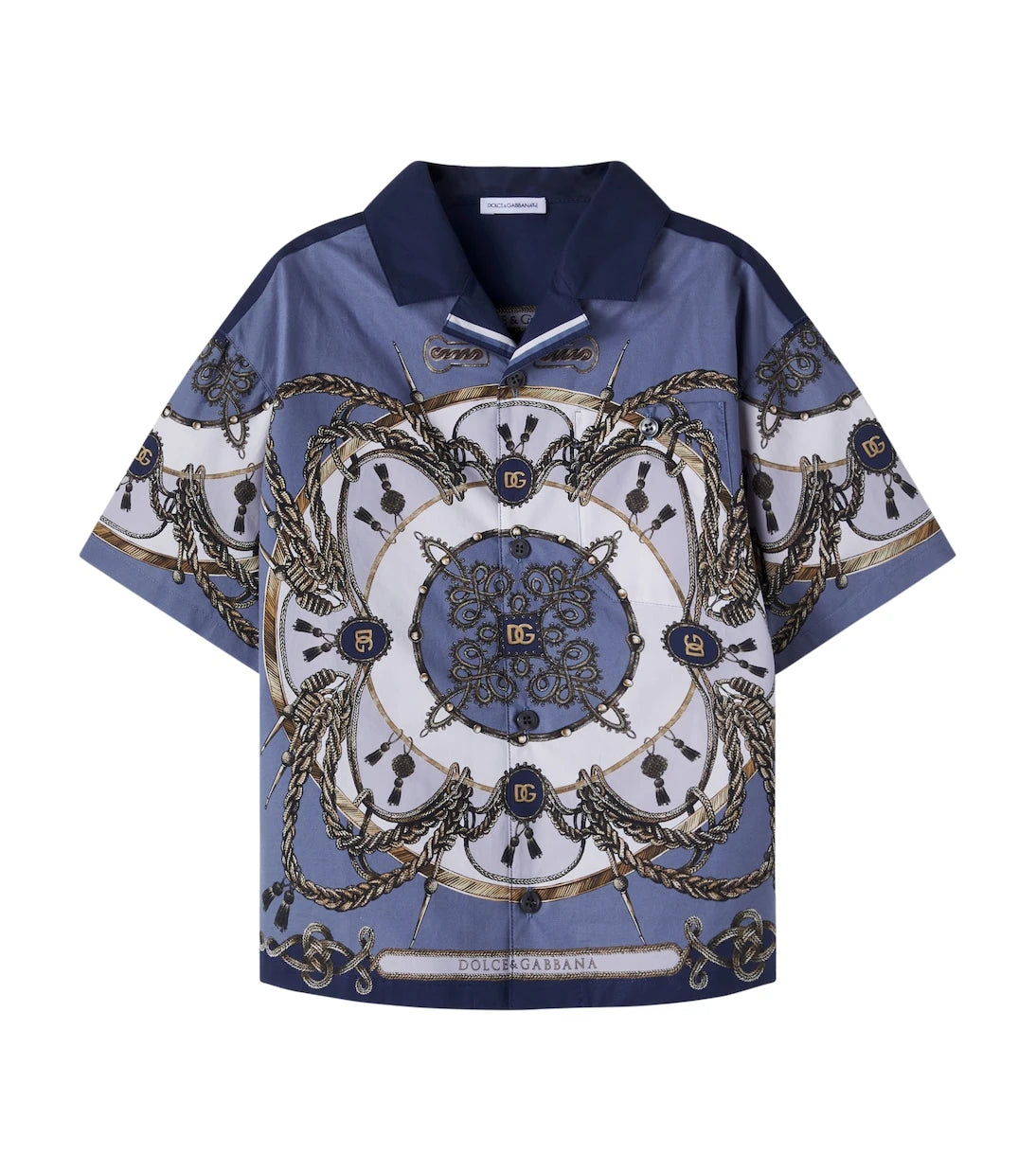 Dolce&Gabbana Kids - Printed cotton poplin shirt