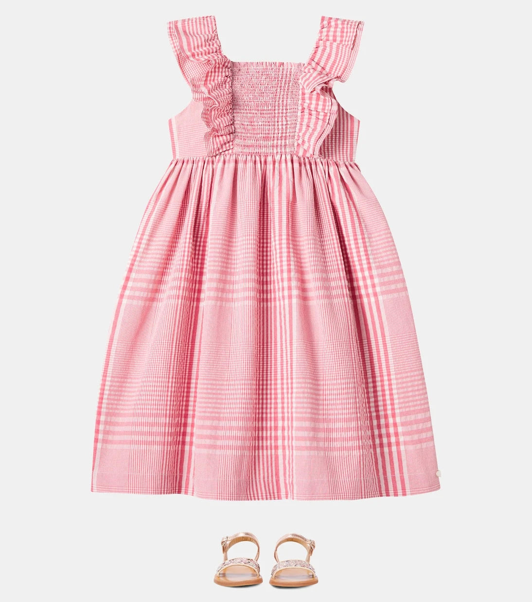 Tartine et Chocolat - Checked ruffled shirred dress