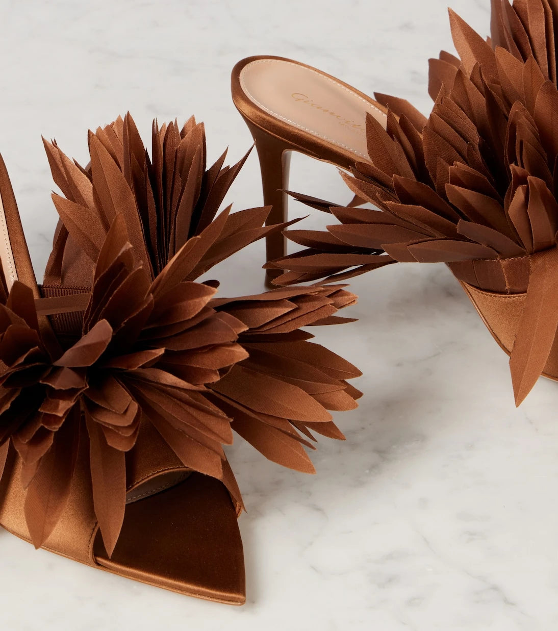 Gianvito Rossi - Daniah 85 appliqué crêpe satin mules