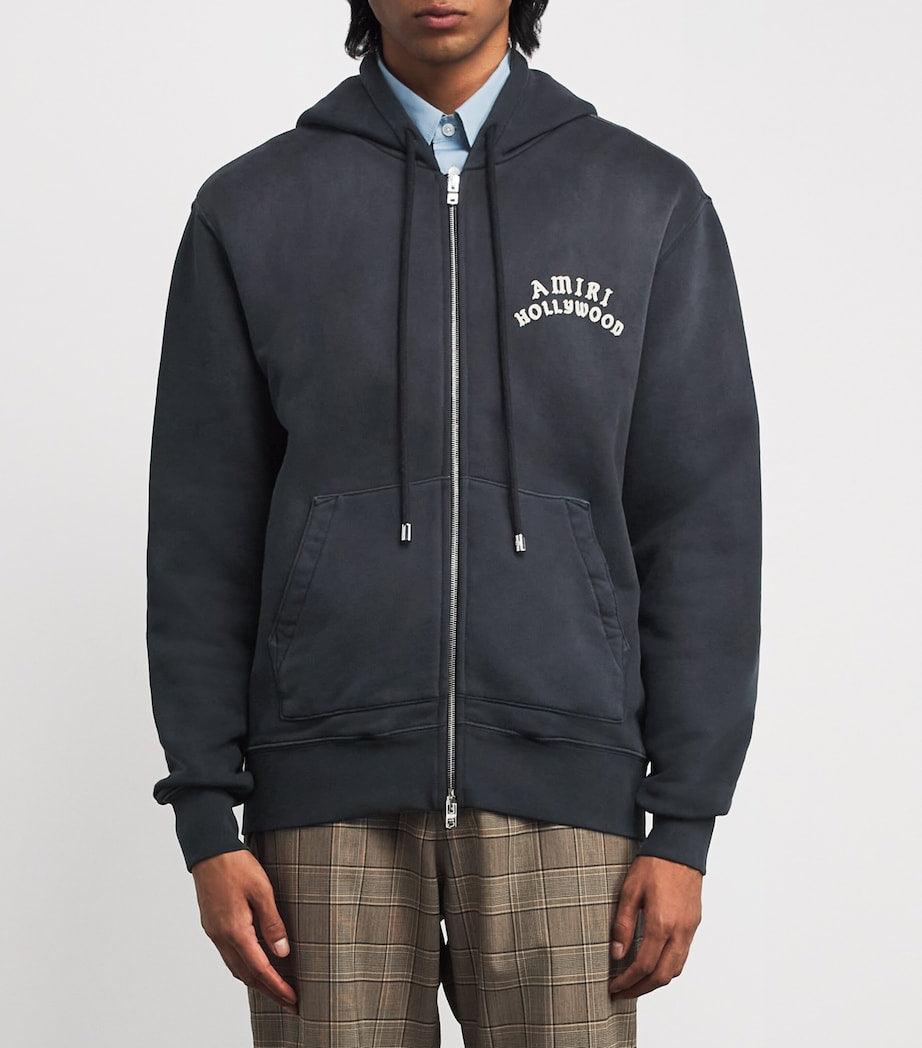AMIRI Black Cotton Hollywood Zip Hoodie