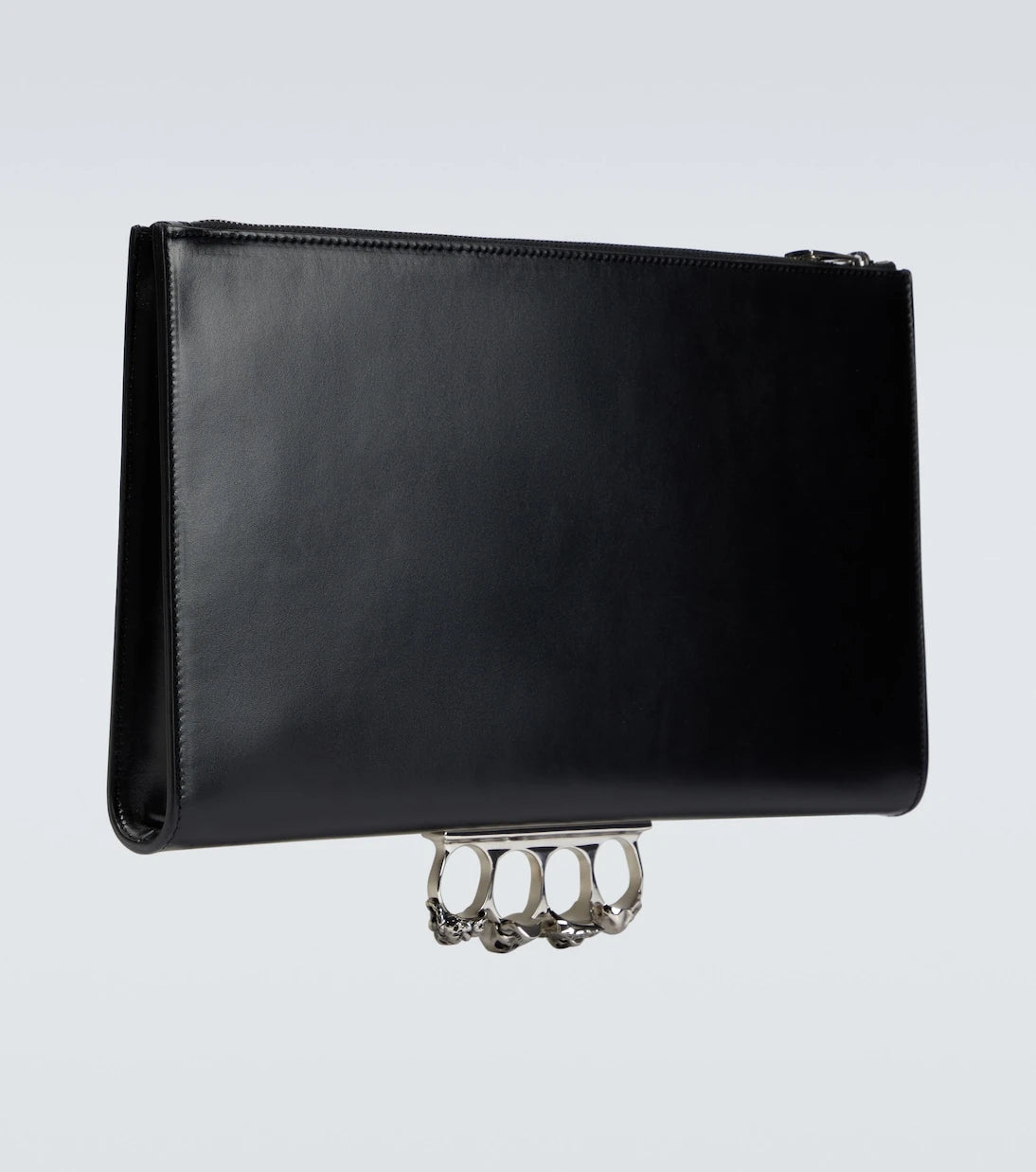 McQueen - Four-Ring embellished leather clutch