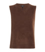 ME+EM Brown Cashmere Brushed Sweater Vest