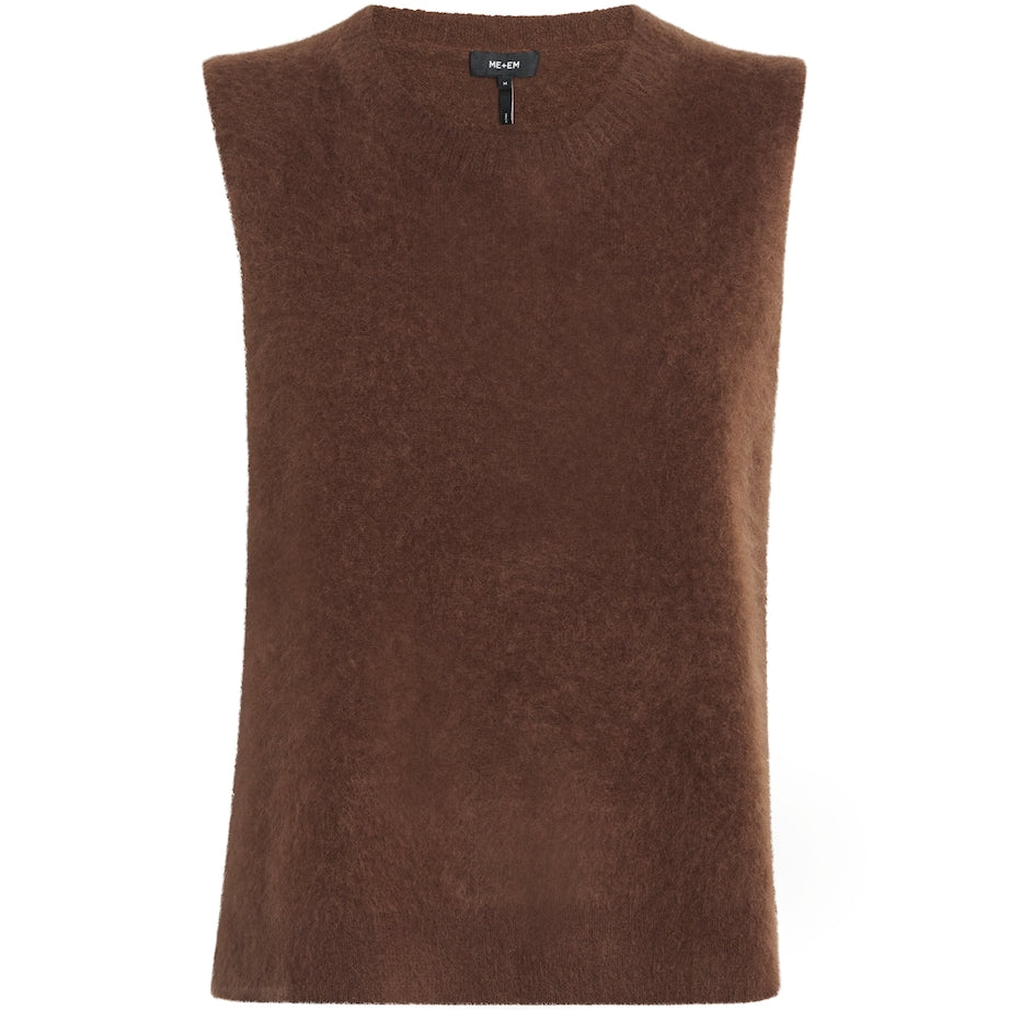 ME+EM Brown Cashmere Brushed Sweater Vest