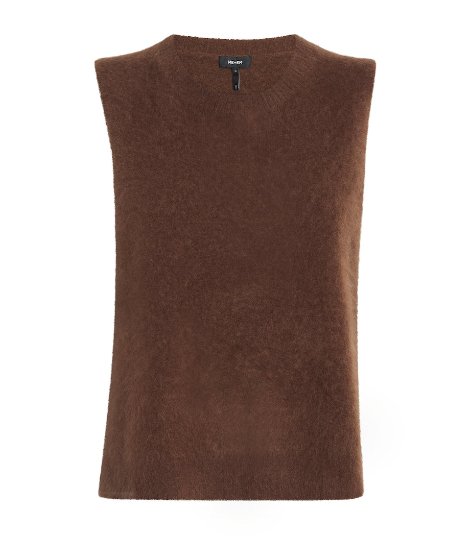 ME+EM Brown Cashmere Brushed Sweater Vest