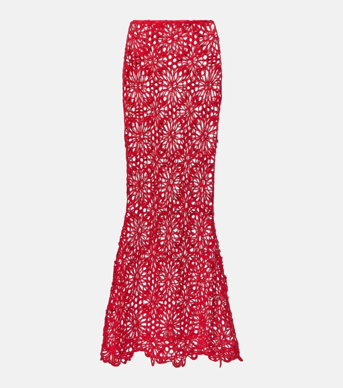 Norma Kamali - Obie cotton-blend crochet maxi skirt