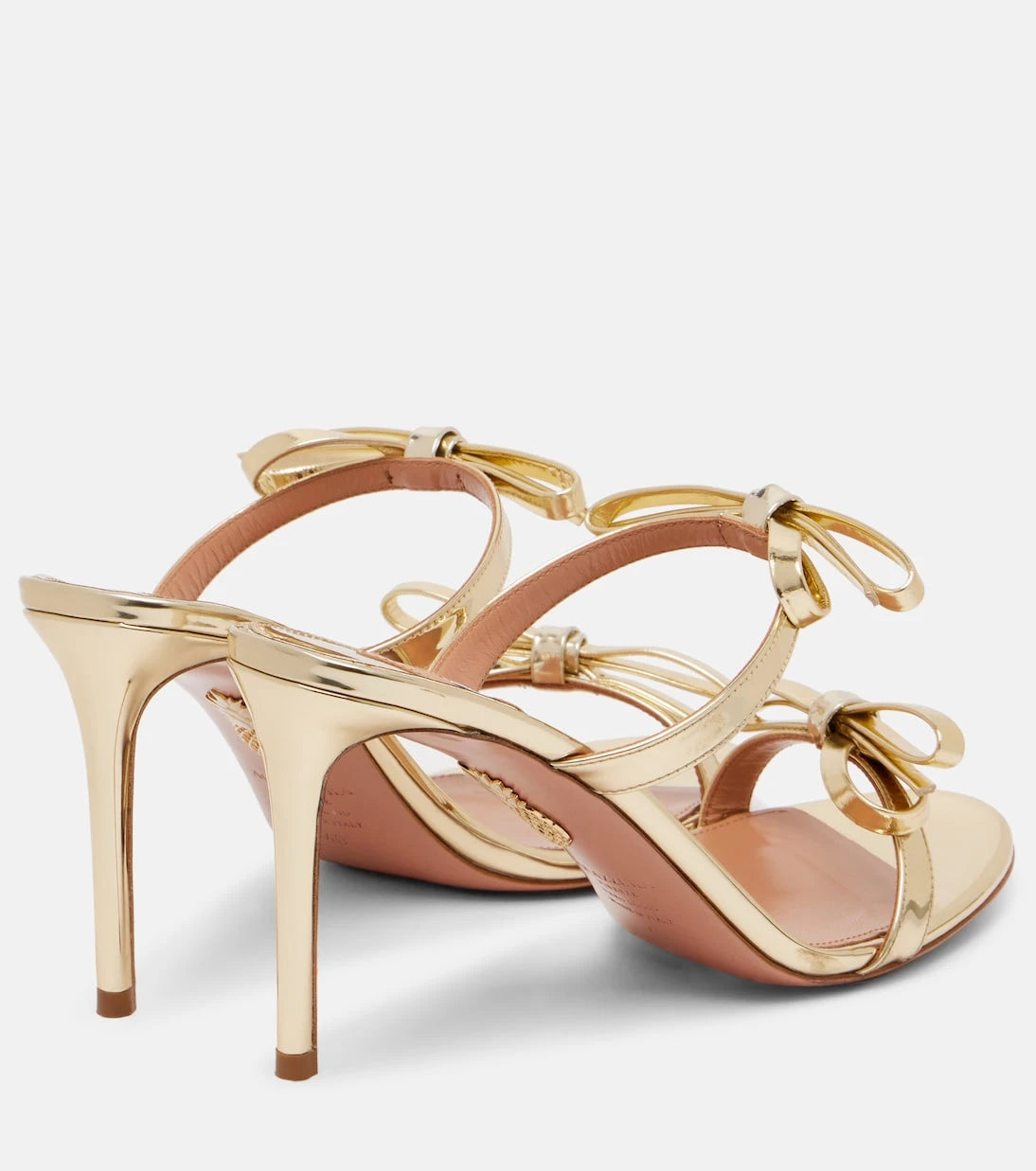 Aquazzura - Soave 85 mirrored faux leather mules