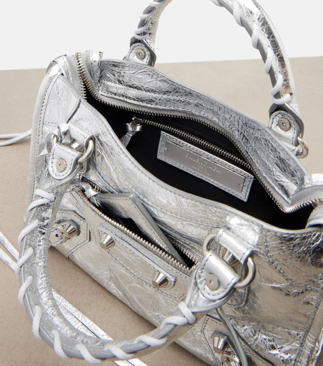 Balenciaga - Le City Small metallic leather tote bag