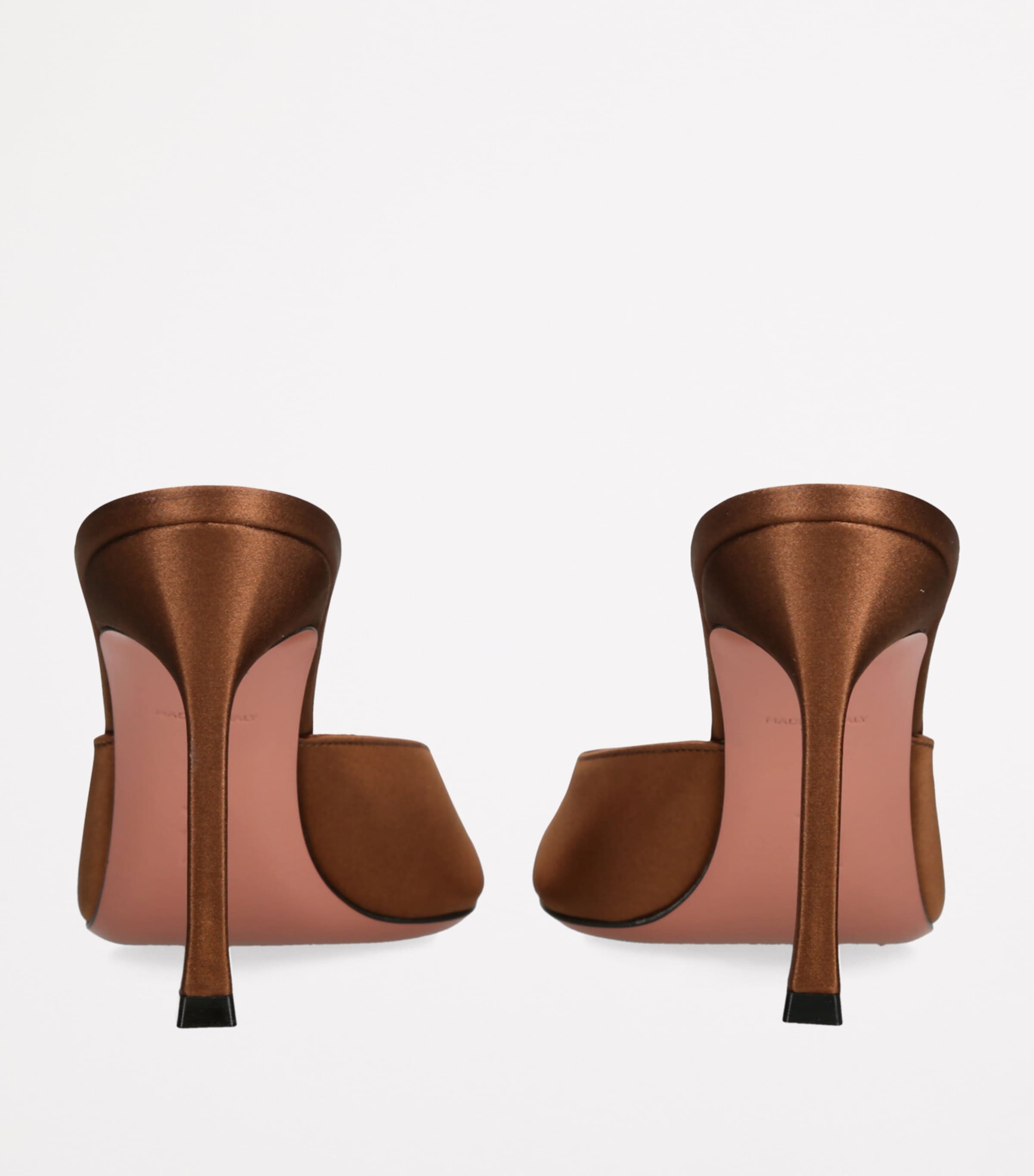 Brown Satin Alexa Heeled Mules 95