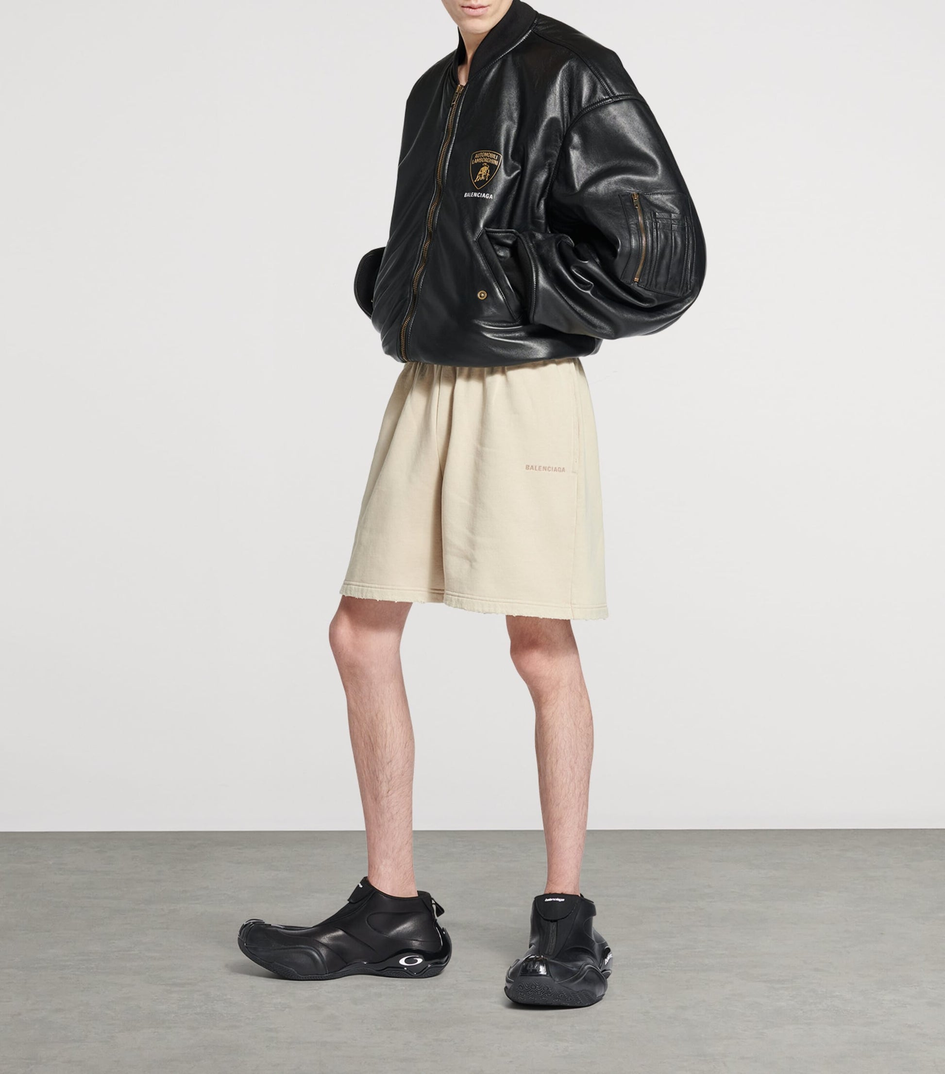 Balenciaga Beige Cotton Logo Shorts