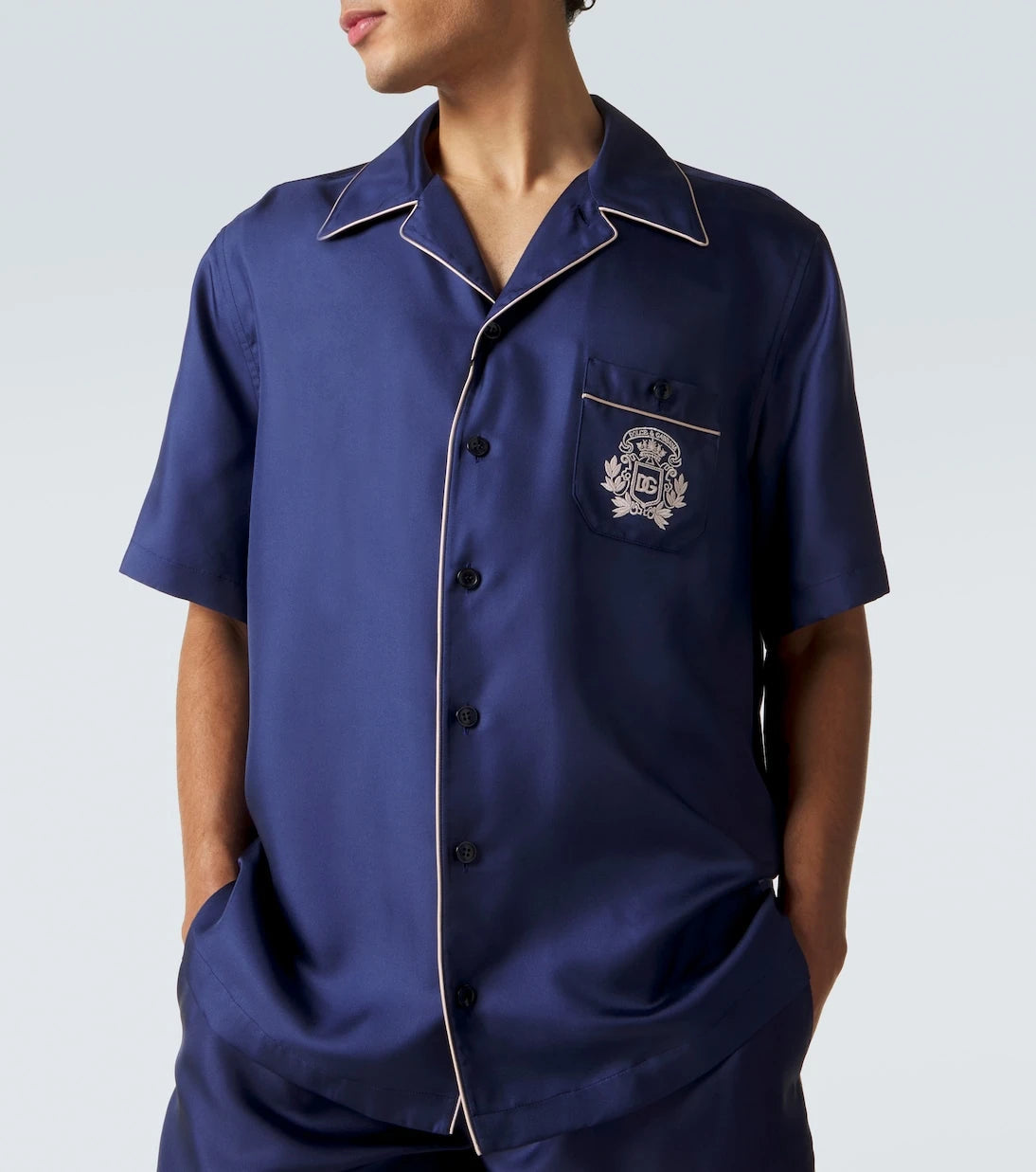 Dolce&Gabbana - Logo silk satin bowling shirt