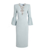 Jenny Packham Blue Crepe Embellished Margot Midi Dress