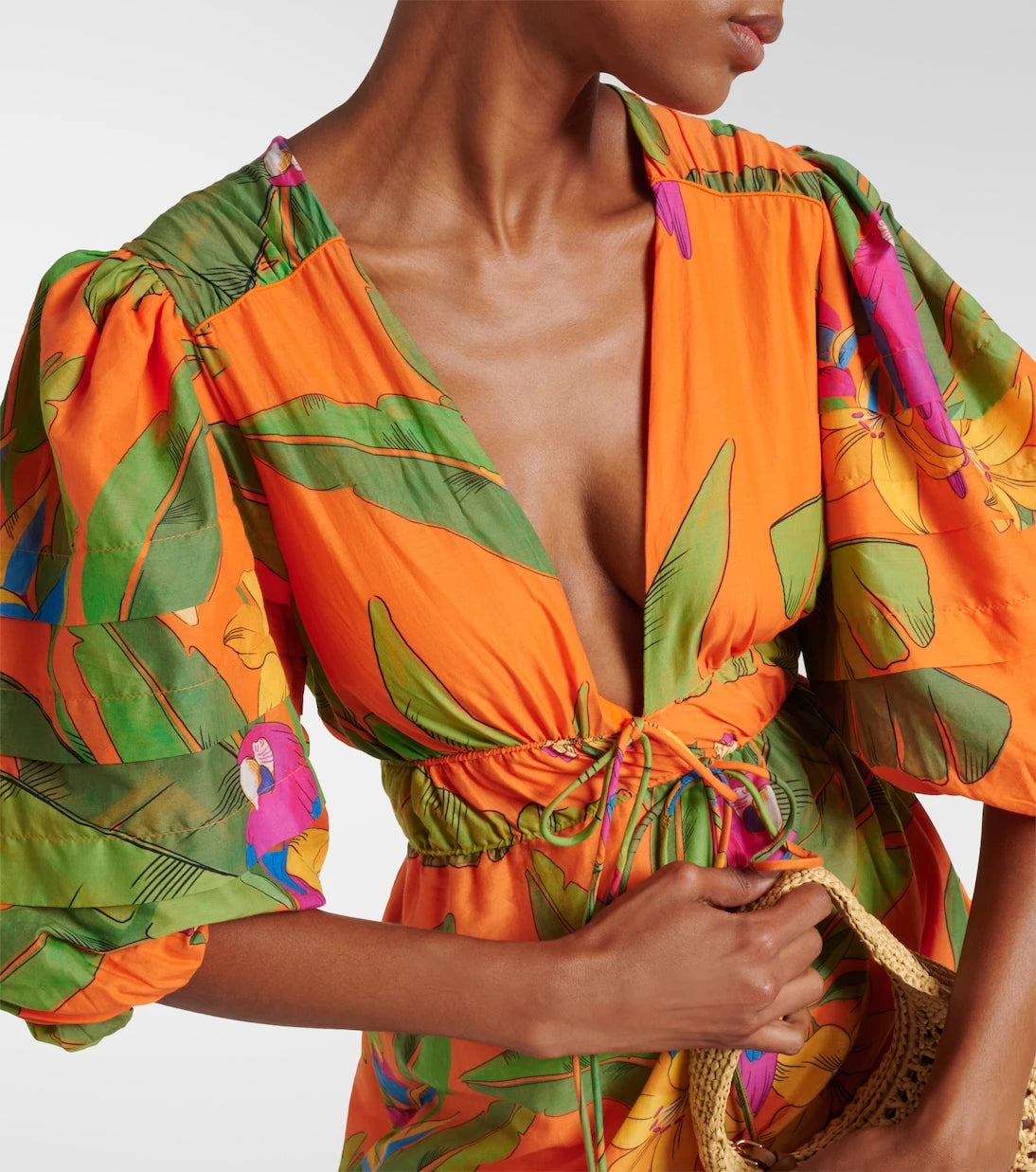 Farm Rio - Fresh Macaws cotton midi dress