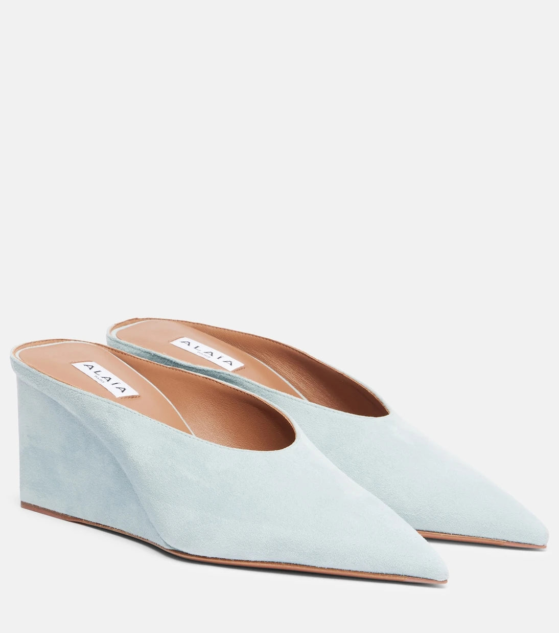 Alaïa - Cube 75 suede wedge mules