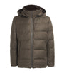 Brown Wool-Silk Green Storm System Mink-Trim Puffer Jacket