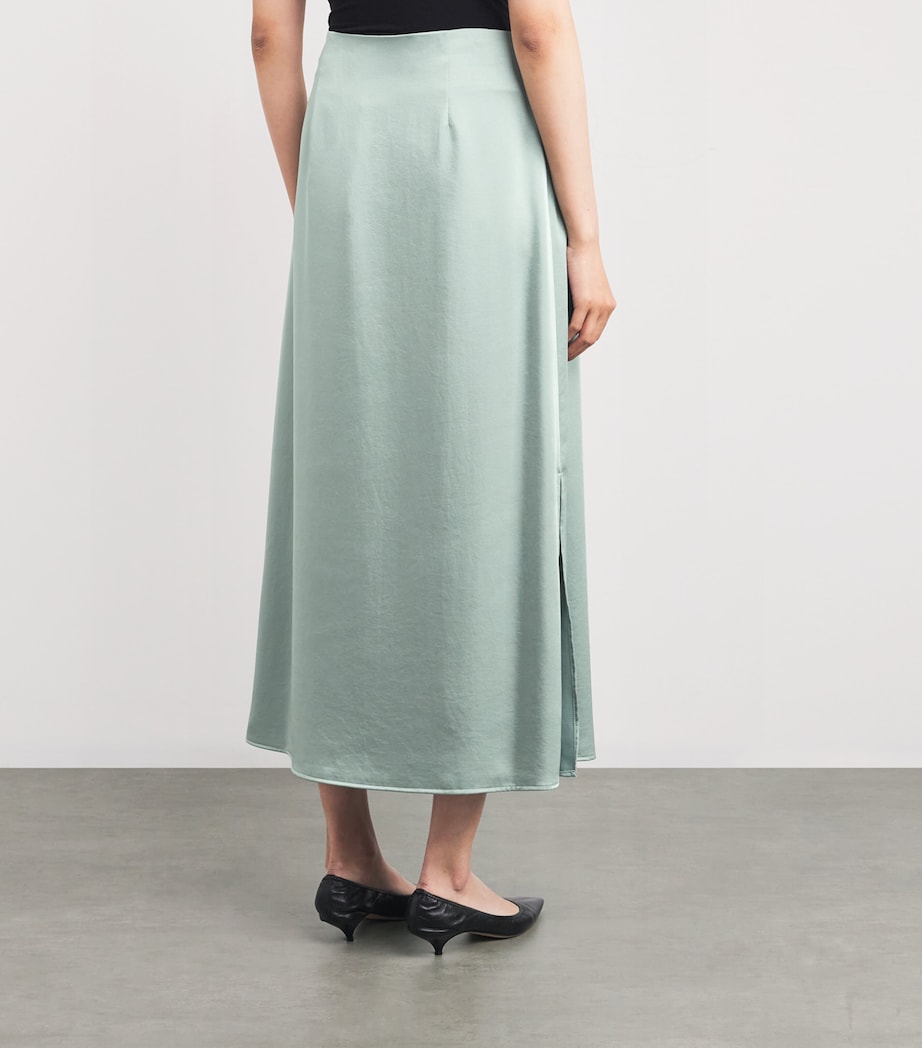 Weekend Max Mara Green Satin Midi Skirt