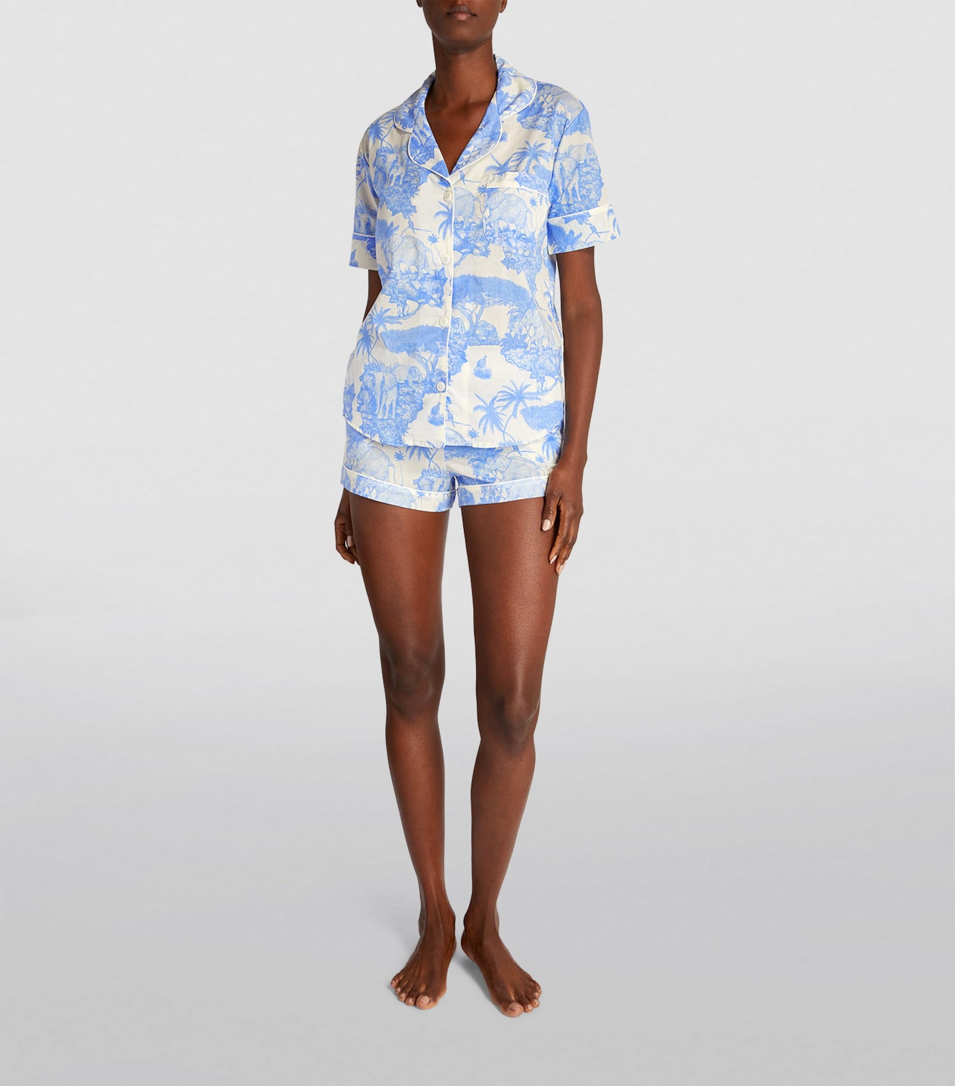 Desmond & Dempsey Blue Short Pyjama Set