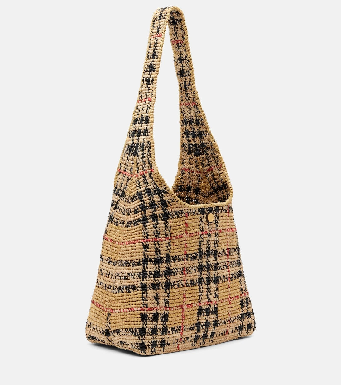 Burberry - Burberry Check Medium raffia tote bag