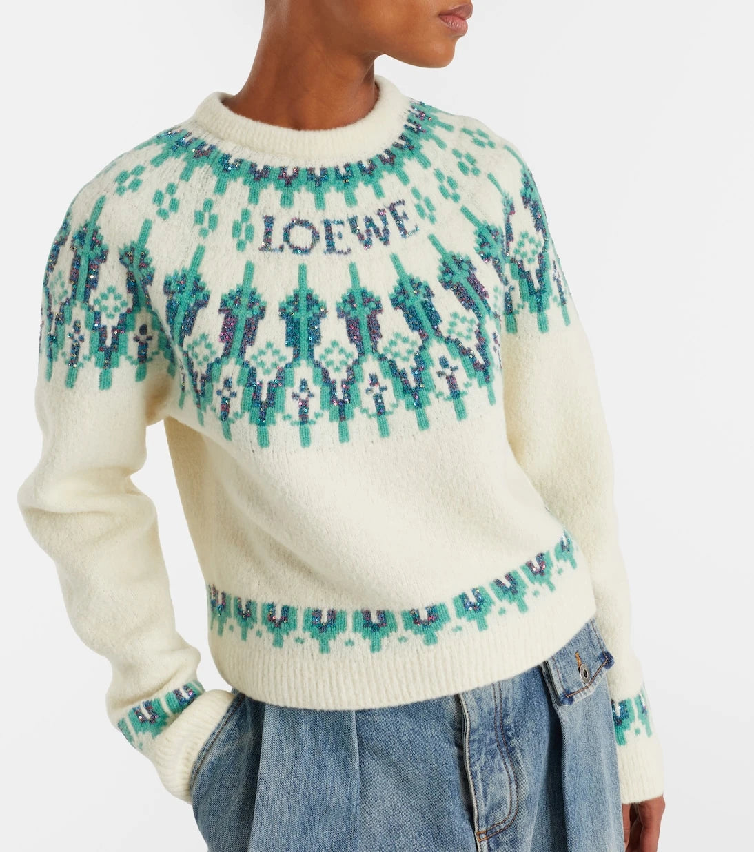 Loewe - Fair Isle sequined wool-blend sweater