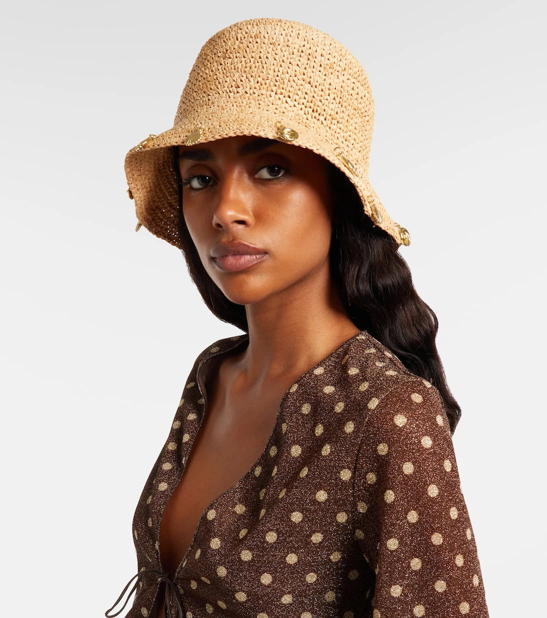 Oséree - Embellished raffia bucket hat