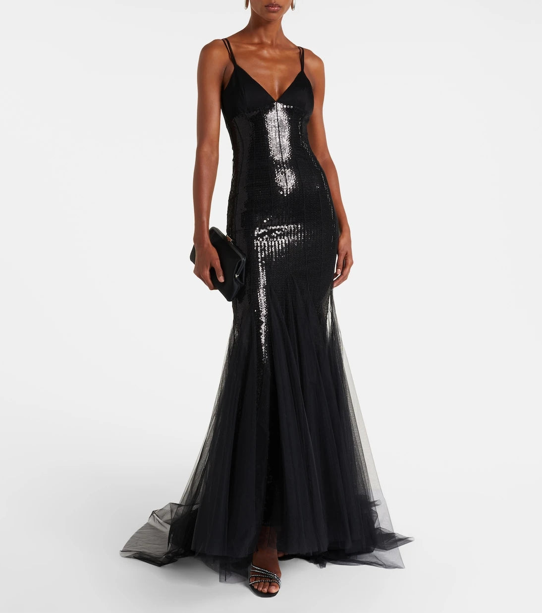 David Koma - Sequined tulle and satin gown