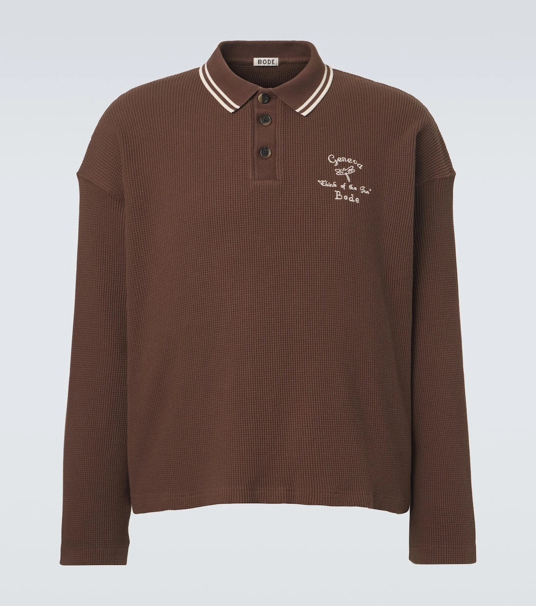 Bode - Geneva waffle-knit cotton polo sweater