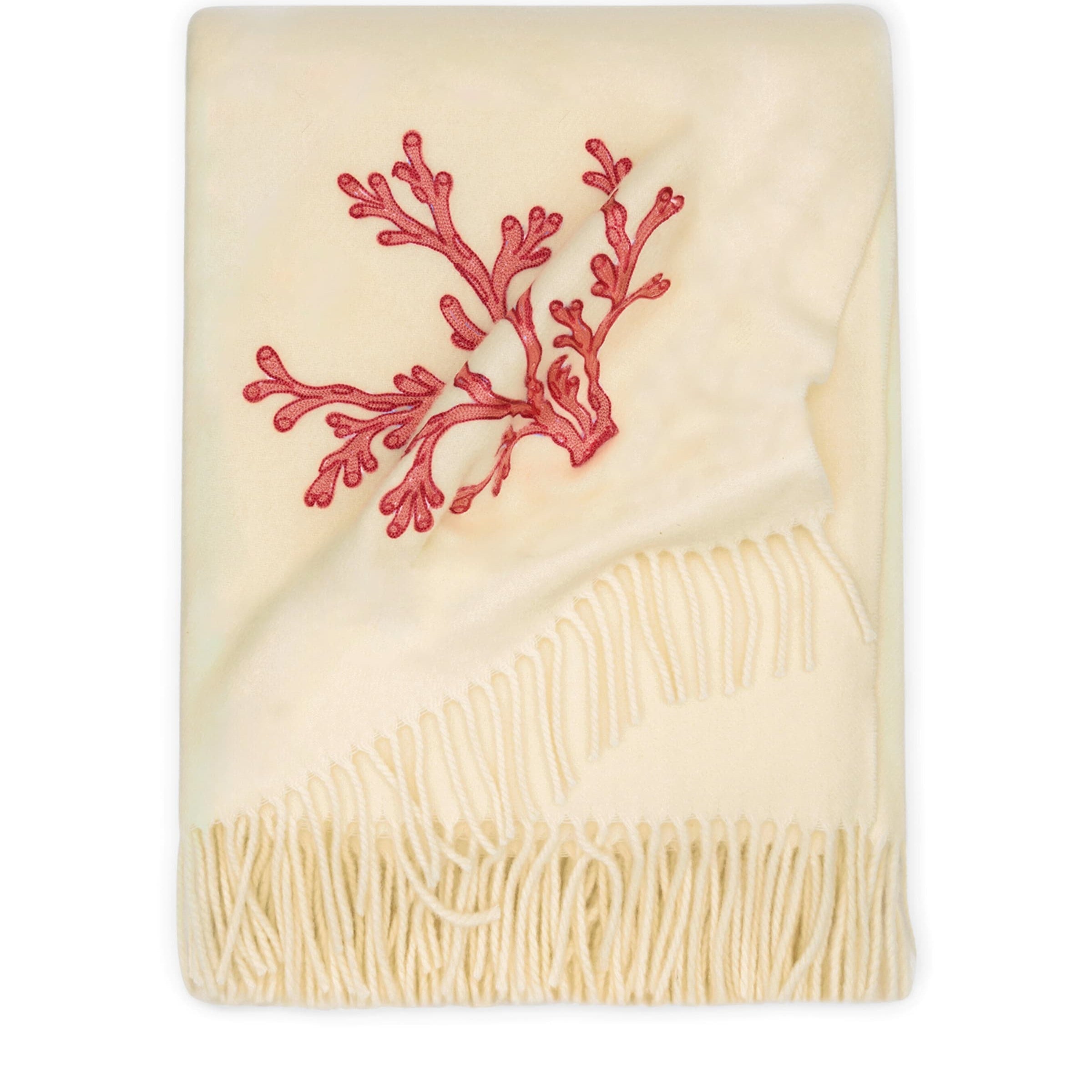 Virgin Wool Red Coral Throw (132cm × 159cm)