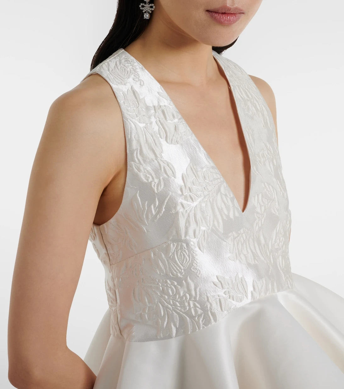 Ganni - Peplum satin cloqué top